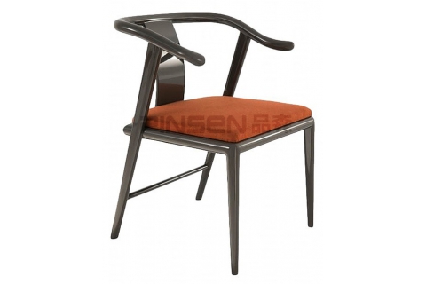 北歐簡約風布藝軟包實木靠背餐椅