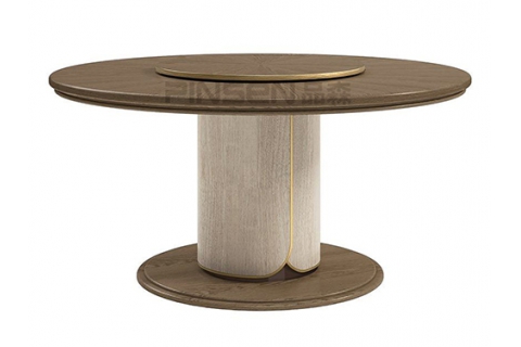 意式簡約實(shí)木旋轉(zhuǎn)圓盤餐桌