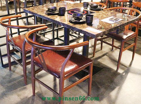 大理石火鍋桌椅 4人大理石電磁爐火鍋桌椅組合