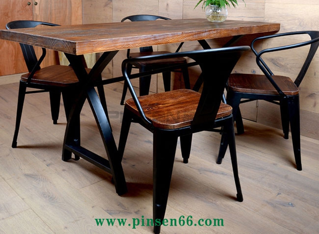 美式復(fù)古loft
桌椅 美式鄉(xiāng)村餐廳實木餐桌椅組合 長方形復(fù)古原木咖啡廳長桌子簡約餐桌椅