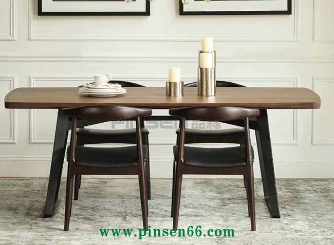 美式復(fù)古loft桌椅 美式鄉(xiāng)村實(shí)木餐桌椅組合鐵藝休閑西餐廳四人用餐桌辦公桌子可定制