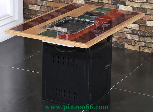 實木火鍋燒烤一體桌