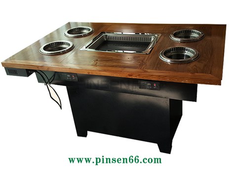 實(shí)木烤涮一體韓式烤肉桌