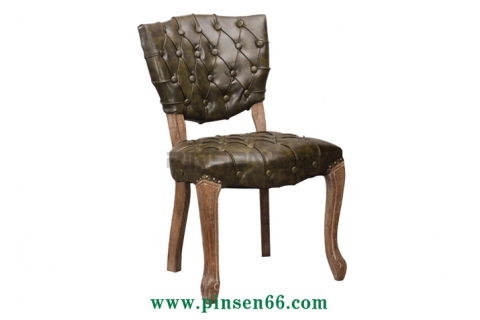 復(fù)古歐式實木軟皮包西餐廳餐桌椅