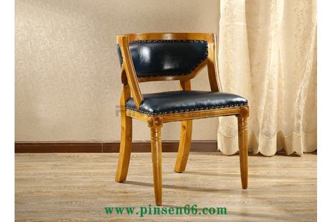 地中海風(fēng)格實木咖啡廳軟包餐椅