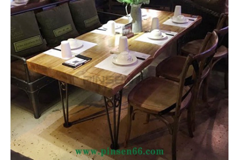 復(fù)古主題餐廳酒吧咖啡實(shí)木餐桌椅定制